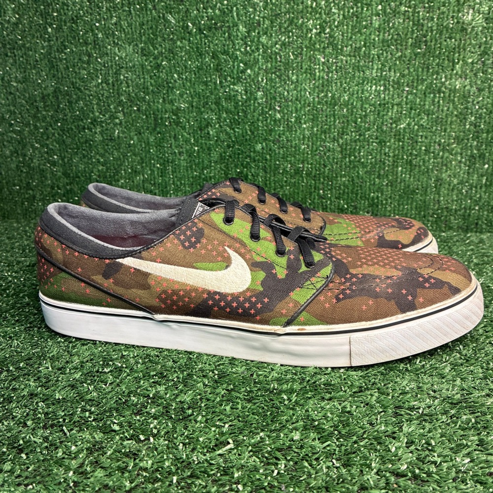 Nike SB Zoom Stefan Janoski Canvas Camo Skateboarding Sneakers Green Mens Sz 12
